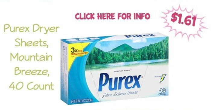 Purex Dryer Sheets, Mountain Breeze, 40 Count Just $1.61!