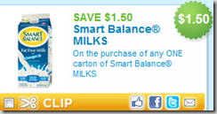 $1.50 off Smart Balance Milk!