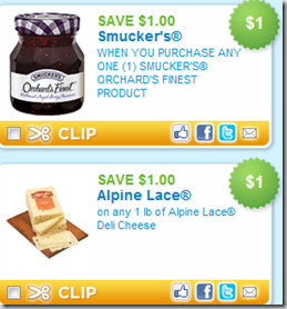 New Coupons for Smucker&rsquo;s and Alpine Lace!