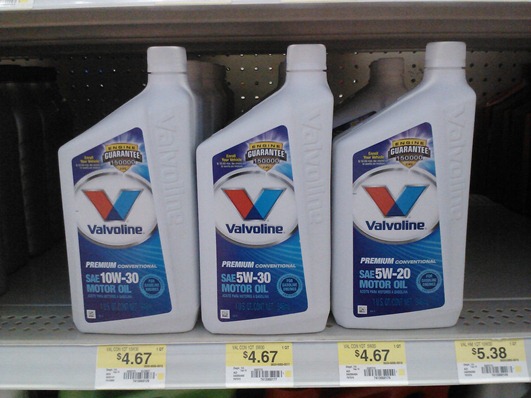 Valvoline 1qt bottles at Walmart