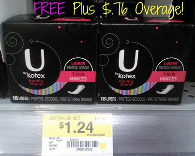 FREE U By Kotex PLUS $.76 Overage