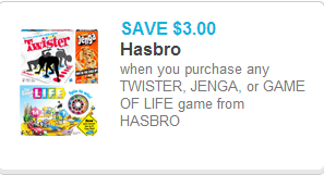 Twister, Jenga, or Game of Life Coupon