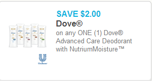 Dove Advanced Care Deodorant Coupon