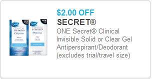 Secret Clinical Deodorant Coupon