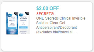 secret clinical deodorant coupon