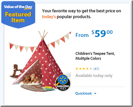 Walmart Values of the Day: Energizer LED Light Just $17.79 or Children’s Teepee Tent for $59!