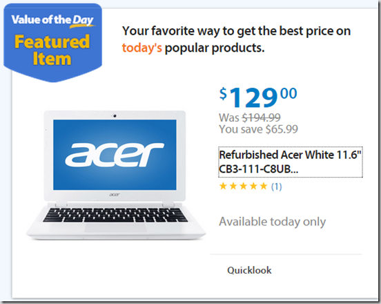 Walmart Values of the Day: Spa Sensations Mattress Topper Just $59.99 or Acer Chromebook for $129!