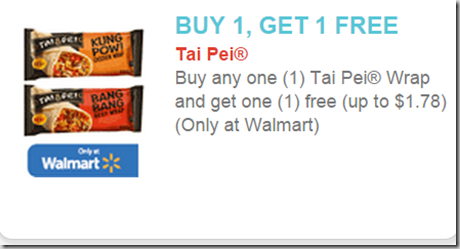 Buy One, Get One FREE Tai Pei Wraps at Walmart! Buy One, Get One FREE Tai Pei Wraps at Walmart!