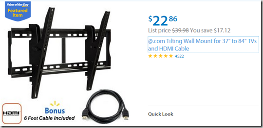Walmart Values of the Day: RCA 55” HDTV for $429.99 or @.com Mounting Kit for $22.86!