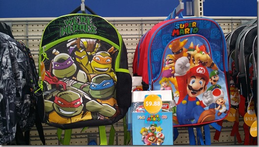 Teenage Mutant Ninja Turtles and Mario brand backpacks at Walmart for $9.88