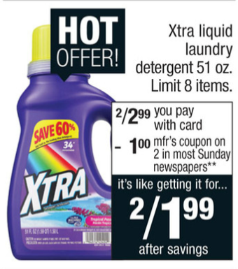 Walmart Price Match Deal: Xtra Detergent Just $1.00!