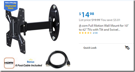 Walmart Values of the Day: Nextbook Ares Tablet for $49.99 or TV Wall Mount for $14.98! Walmart Values of the Day: Nextbook Ares Tablet for $49.99 or TV Wall Mount for $14.98!
