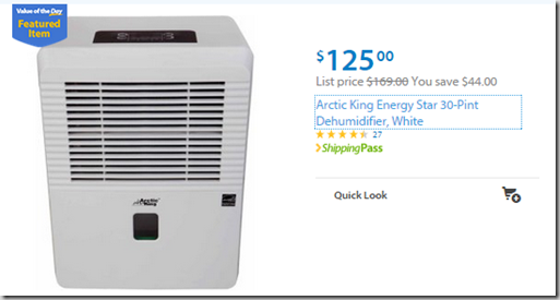 Walmart Values of the Day: Toshiba Laptop for $299 or Arctic King Dehumidifier for $125!
