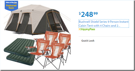Walmart Values of the Day: Lenovo Laptop for $369 or Bushnell Tent Value Pack for $248!