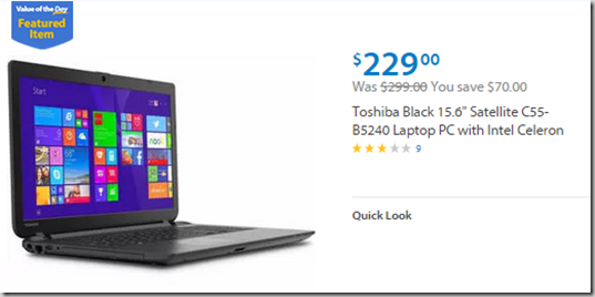 Walmart Values of the Day: Toshiba Laptop for $229 or Yoga Kit for $9!