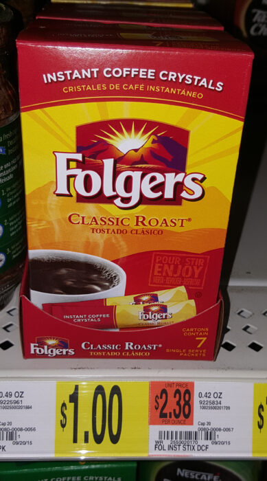 Folgers Instant Coffee Crystals Just $.75 at Walmart!