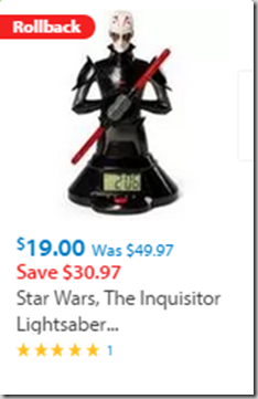 Walmart Daily Savings Center Deal: Star Wars Lightsaber Clock Just $19.00!