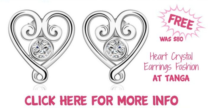 FREE Heart Crystal Earrings Fashion! Down From $80!