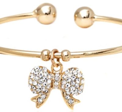 Sparkling Crystal Bow Charm Bangle Just $9.99! Down From $140! Ships FREE!
