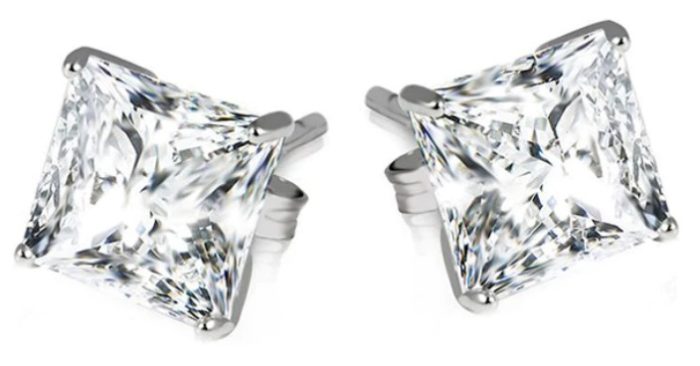 FREE Sterling Silver Princess Cut Earrings! Down From $130!