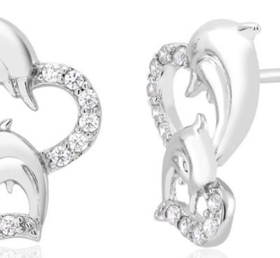 CZ Heart & Dolphin Stud Earrings Just $5.99! Down From $70! Ships FREE!