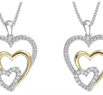Two-Tone Sterling Silver Heart Necklace Just $15.99! Down From $100!