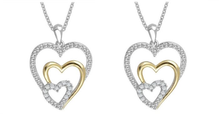 Two-Tone Sterling Silver Heart Necklace Just $15.99! Down From $100!