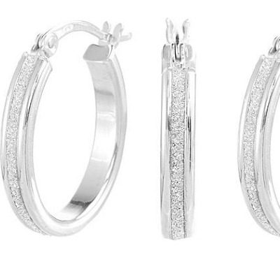 FREE Sterling Silver Glitter Oval Hoop Earrings!