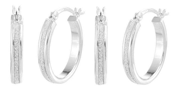 FREE Sterling Silver Glitter Oval Hoop Earrings!
