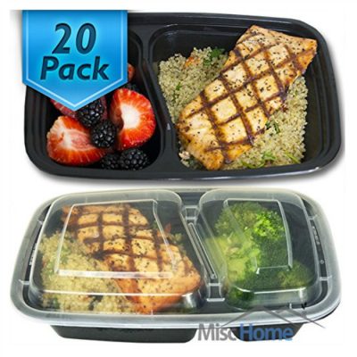 20 Pack 2 Compartment Meal Prep Containers Just $17.99! Down From $27!