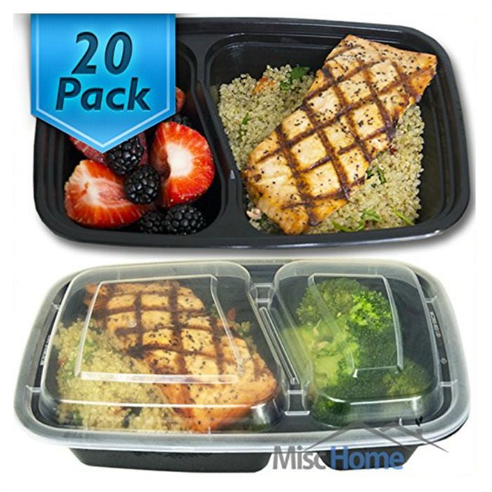 20 Pack 2 Compartment Meal Prep Containers Just $17.99! Down From $27!