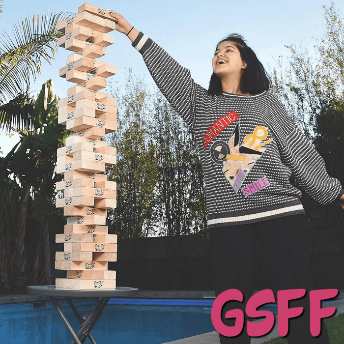 Perfect Way To Wait For The New Year: Play The Jenga Giant Hardwood Stacks With The Family!