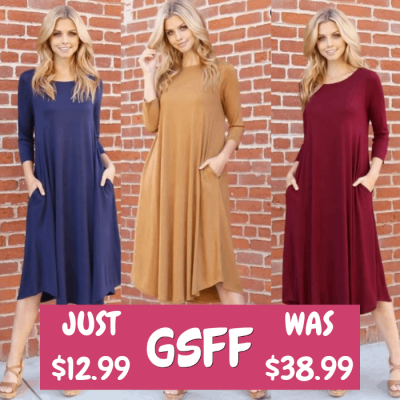 Swing Pocket Dress Just $12.99! Down From $39!