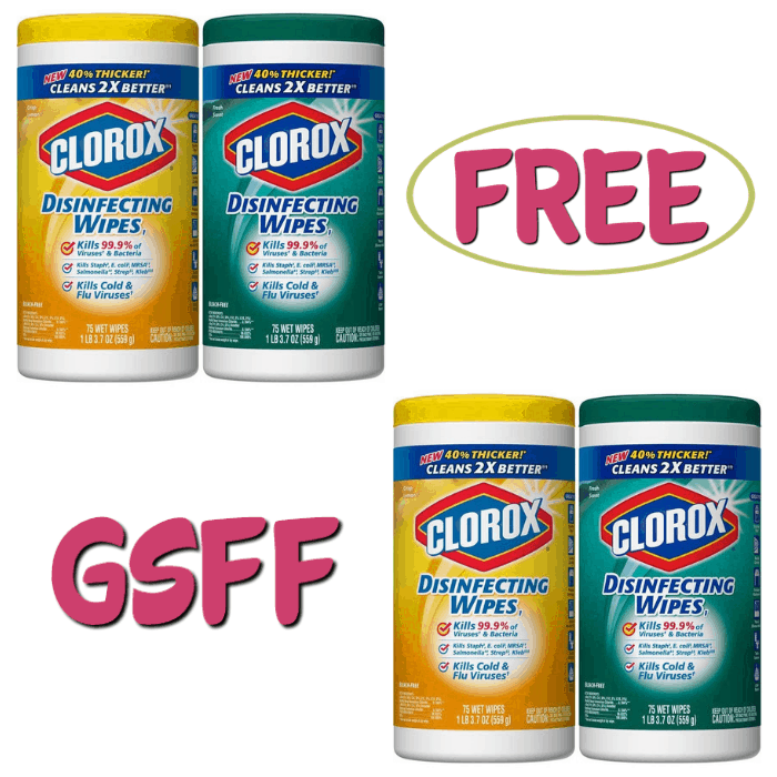 FREE 3-Pack Clorox Disinfecting Wipes!