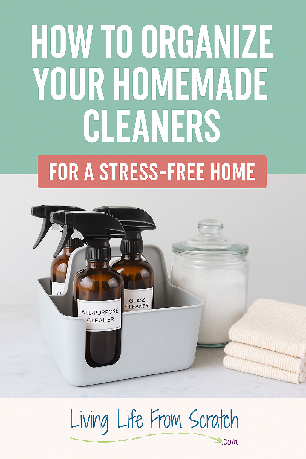 Tired of digging through messy cabinets for your homemade cleaners? 🧹✨ Learn how to organize your DIY cleaning supplies the smart way—so everything is easy to find, grab, and use when you need it! Stress-free home, here you come. #DIYCleaning #HomeOrganization #NaturalLiving #StressFreeHome
