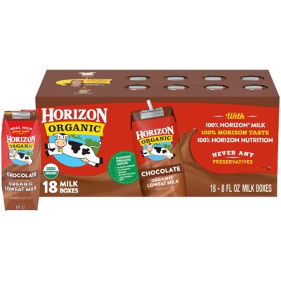 Horizon Organic Shelf Stable Lowfat Chocolate Milk Boxes, 8 fl oz, 18 Count – $9.09 (Reg. $21.71)