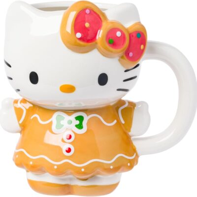 Hello Kitty Gingerbread Ceramic Mug (20 oz) – Just $7.99 for This Festive 3D Holiday Favorite!