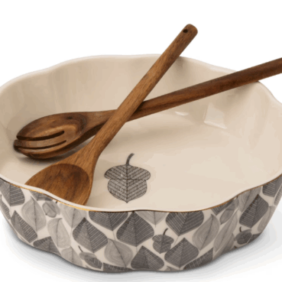 Thyme & Table 3 Piece Serving Bowl with Wooden Spoon & Fork – Just $15.98!