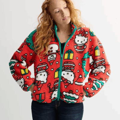 Juniors’ Hello Kitty Long Sleeve Zip Neck Fleece Pullover – Only $12.74 (Reg. $29.99)