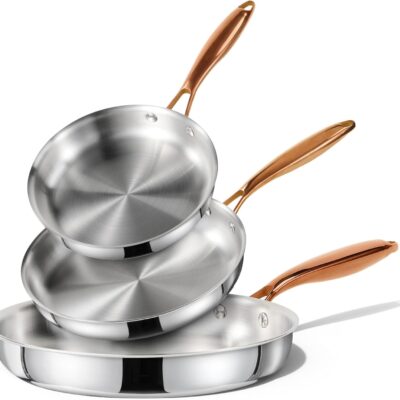 CAROTE Stainless Steel 3-Piece Frying Pan Set Now Only $39.99 (Reg. $119.99!)