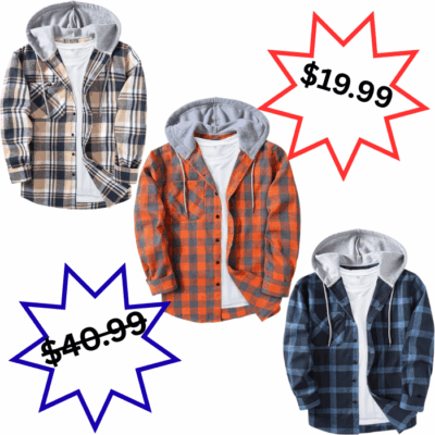 Men’s Flannel Hoodie Shirt now $19.99 (Reg. $40.99!)