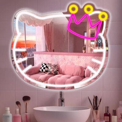 Neon Light Up Anime Kitty Vanity Mirror Just $25.99 (Reg. $51.98)
