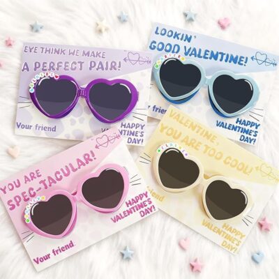 24 Count Valentine’s Cards With Personalized Heart-Shaped Sunglasses Just $13.99 (Reg. $19.99)