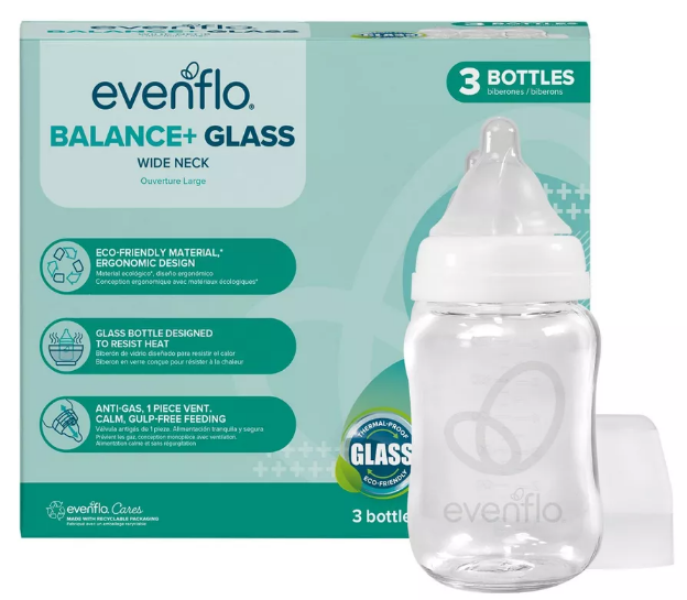 Evenflo Balance+ Glass Wide Neck Baby Bottles