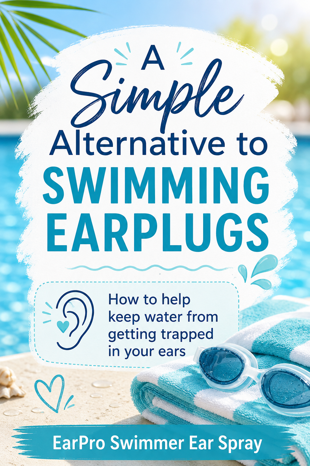 Tired of that awful stuck-water feeling after swimming? EarPro Swimmer Ear Spray is a simple alternative to swimming earplugs that helps keep water from getting trapped in your ears. Great for kids and adults, and easy to toss in your pool bag for swim lessons, beach trips, and summer pool days.