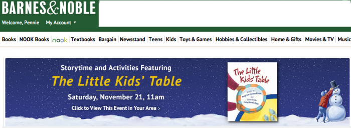 FREE Little Kids' Table Storytime at Barnes & Noble On Saturday, 11/21!