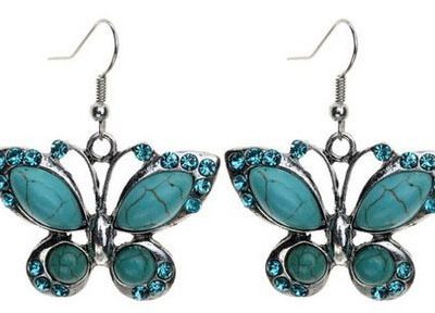 Crystal Turquoise Butterfly Earrings Only $4.99 SHIPPED!