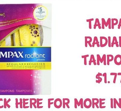 Tampax Radiant Tampons Just $1.77 PLUS FREE Shipping!
