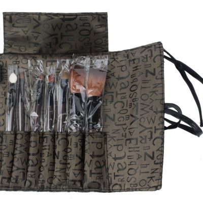 Makeup Brushes Set with Brown Letter Print Case $3.25 + FREE Shipping!