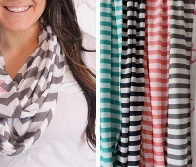 Monogrammed Chevron, Stripe & Anchor Infinity Scarves Only $9.99!
